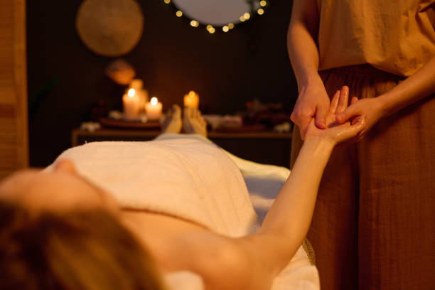 istock Drop of lotion Rubbed by Masseuse 2201247413