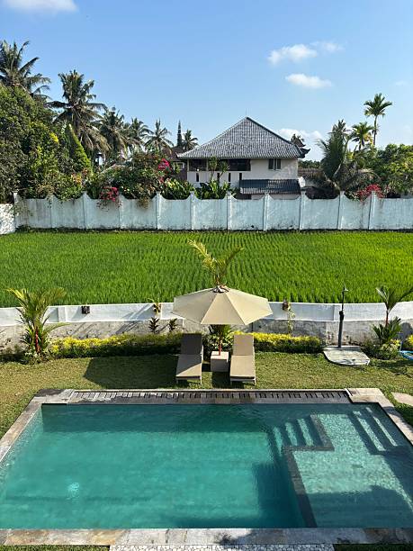 istock Beautiful hotel pool in Bali with stunning tropical views 2201247506
