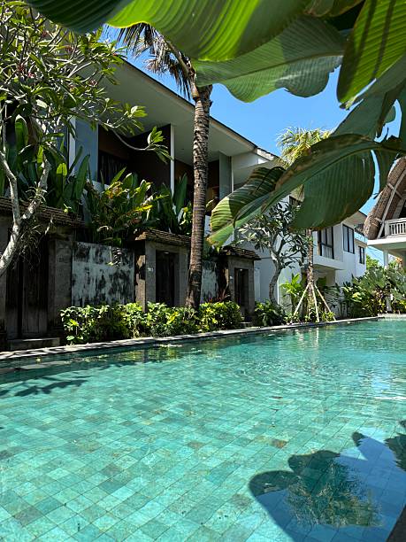 istock Beautiful hotel pool in Bali with stunning tropical views 2201247585