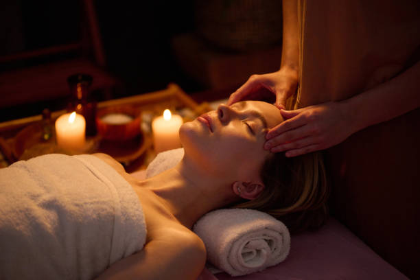 istock Blonde Woman Getting Facial Massage 2201247609