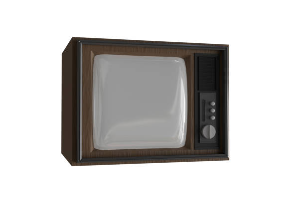 A classic vintage T.V. in a 1970's to 1980's style living room area with green screen ready for overlaying your image or video.