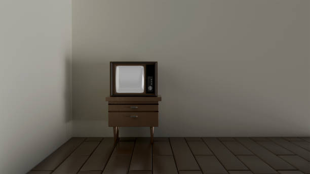 istock 3D model of an old TV on a nightstand in an empty bright room 2201248582