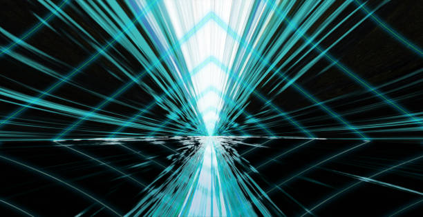 istock Miraculous neon glow in a high-speed moving space, triangular illumination tunnel light passing by, futuristic image, 2201249935