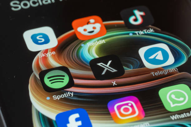 Istanbul, Turkey - february 22, 2025: X or Twitter and social media apps on smartphone app