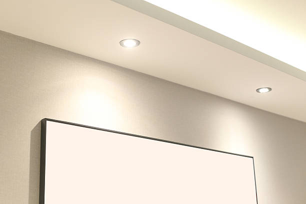istock Empty picture frame on a hotel wall with blank white space. Minimalist interior design with copy space for artwork. 2201252846