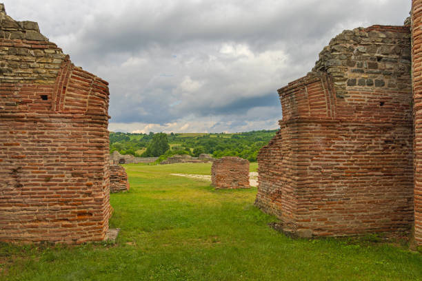 Zajecar, Serbia - June 11, 2022: Roman Ruins Reamins of Felix Romuliana Palace at Gamzigrad National Museum UNESCO World Heritage Site.