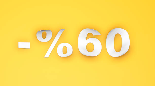 istock 60% Discount Paper Text on Yellow Background 2201257756