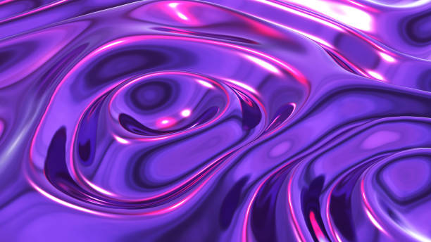 istock Liquid purple chrome waves background, shiny and lustrous metal pattern texture. 2201258829