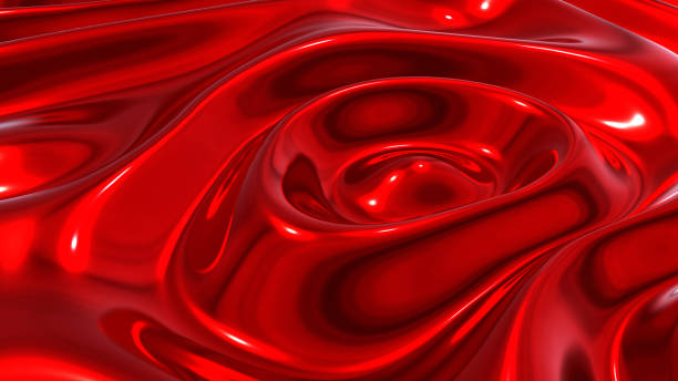istock Liquid red chrome waves background, shiny and lustrous metal pattern texture. 2201258856