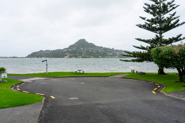 View from Tairua over Mount Paku Summit. Tairua is a beachside town located on the east coast of the Coromandel Peninsula in the North Island of New Zealand in the Thames-Coromandel District.