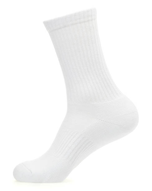 istock White sports crew sock on a mannequin foot 2201281000