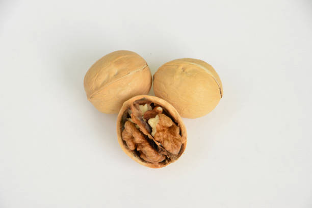 Walnuts isolated on a white background.