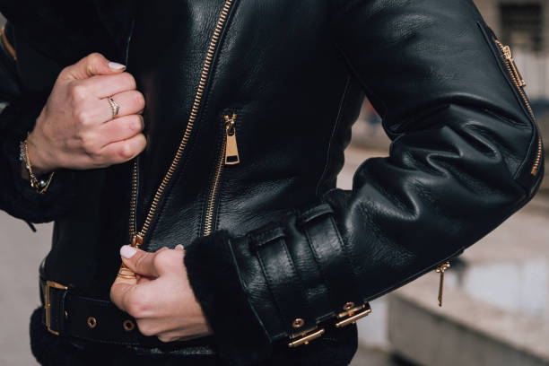 istock Women's leather jacket stock photo 2201290079