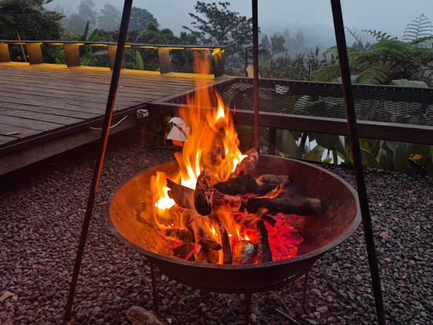 Cozy Outdoor Campfire in Mountain Retreat