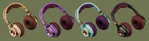 istock Luxury headphone set pack isolated bakcground 3d realistic rendering 2201299411