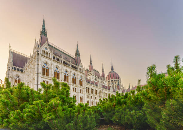 Iconic Hungarian Parliament Building in Budapest, blending Gothic Revival and Neo-Renaissance styles. A symbol of national pride and architectural brilliance