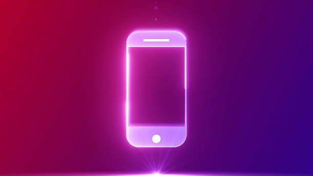 istock Smart phone icon with a glowing neon effect 4K stock video 2201302340