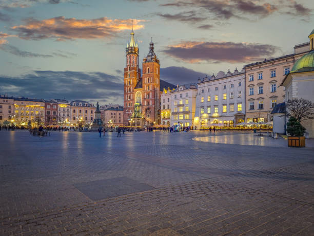 istock Evening on the old market square in Krakow, Poland. 2201306817