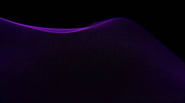 istock Vibrant Purple Light Waves on Black Background 2201309518