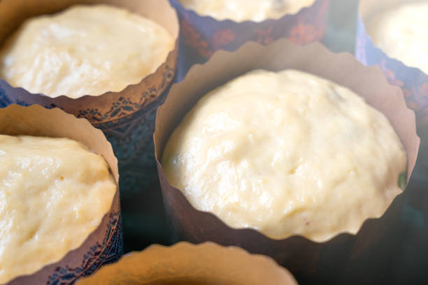istock Sour dough for Easter baking in the paper form. Homemade cakes for Easter. Close-up. Selective focus. 2201310461