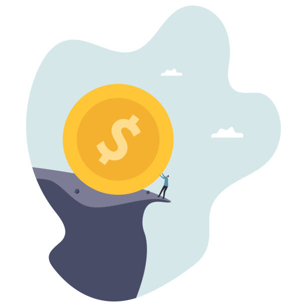 istock Debt, loan payment or mortgage problem, financial failure or investment risk, bankruptcy, spending or money mistake.business concept.flat character. 2201313178