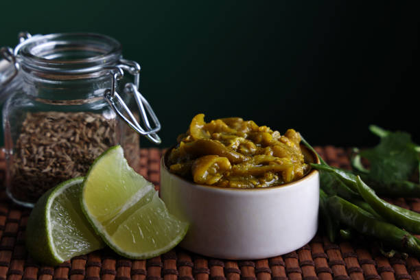 Green Chilli Chutney with fresh green peppers