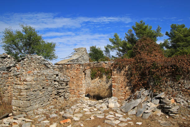 Humac, ghost village, abandoned village on Hvar island, Croatia