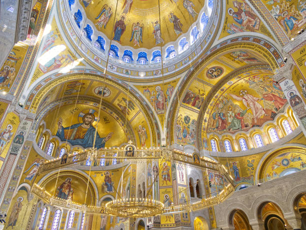 istock Ornate Byzantine-style Church Interior with Gold Mosaics 2201350562