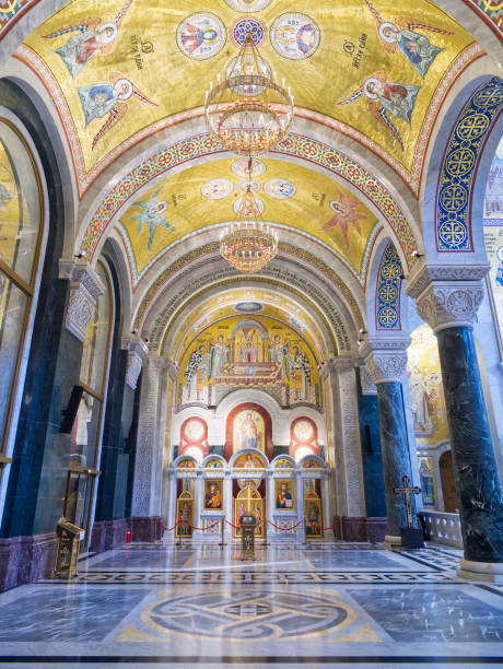 istock Ornate Byzantine-Style Church Interior with Golden Vaults 2201350654
