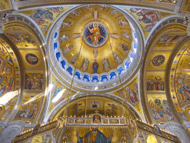 istock Ornate Cathedral Dome with Religious Frescoes 2201350705