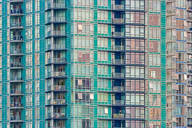 View of an apartment tower window reflections in Vancouver,  British Columbia