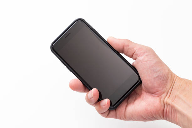 Male hand holding a smartphone.