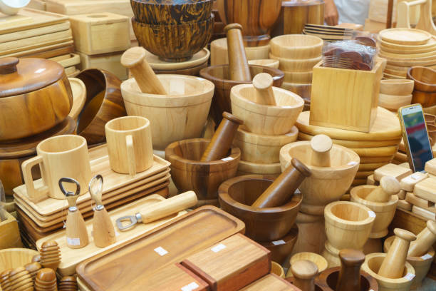 istock Handcrafted Wooden Utensils on Display 2201379702