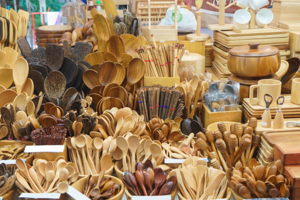 istock Handcrafted Wooden Utensils on Display 2201379762
