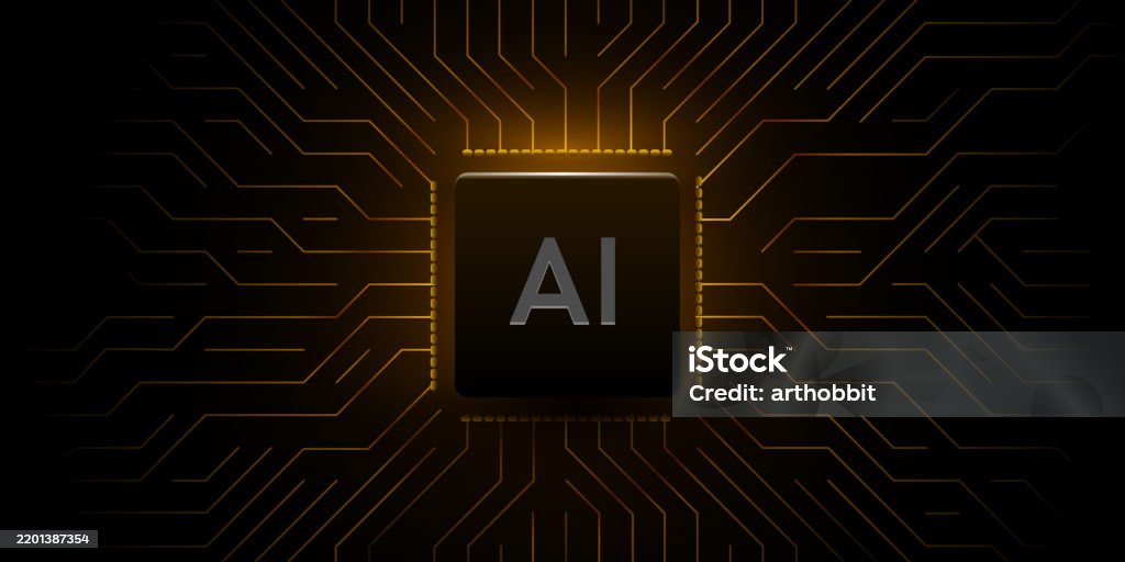 Tech Looken Chip Glowing Ai Golden Chip On Circuit Board Technology Background Cpu ...