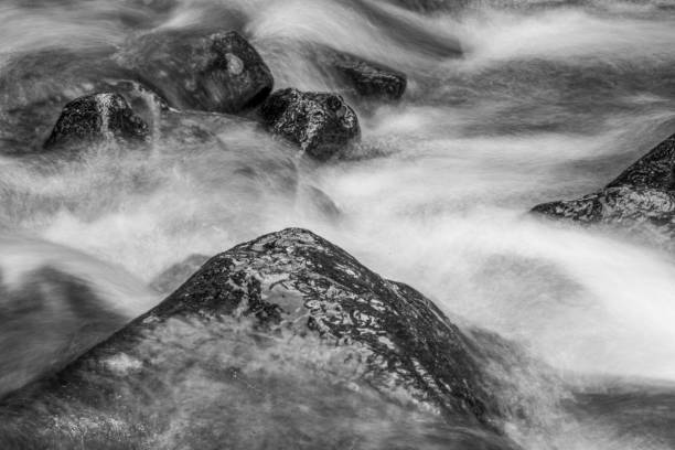 istock A long exposure image that blurs the motion of a flowing river. 2201390858