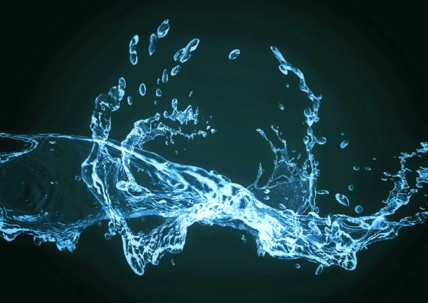 istock 3d illustration of abstract blue water splashes flowing on black background 2201392697