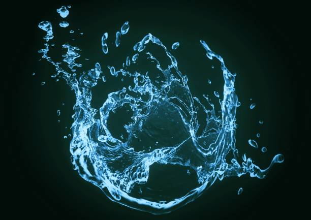 istock 3d illustration of abstract blue water splashes flowing on black background 2201392713