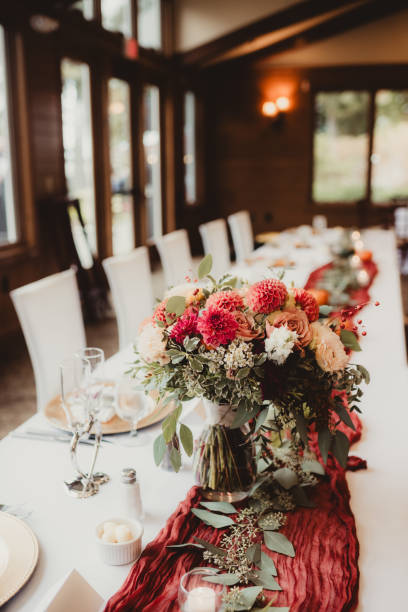 istock Close up of wedding bouquet on table 2201396685