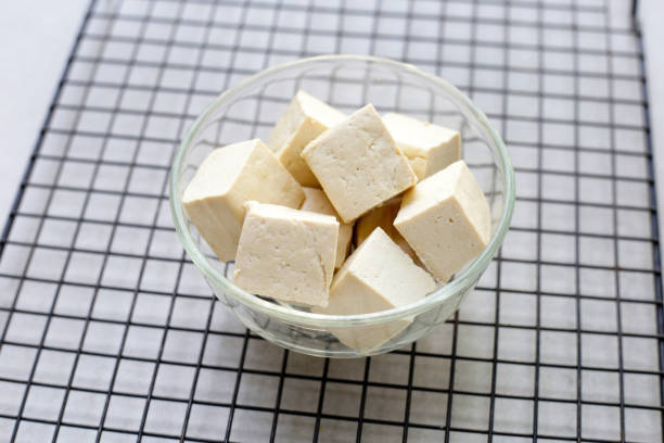 istock Soy tofu cubes, Tofu soy bean curd 2201402095