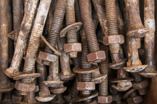Steel bolts for use in fastening structures in construction.