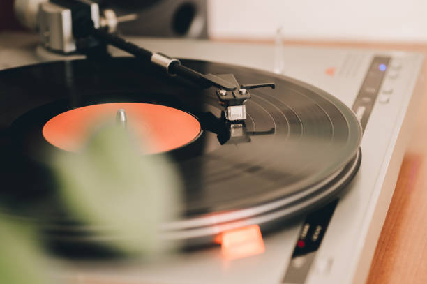 istock acoustics and vinyl turntable close-up. 2201419166