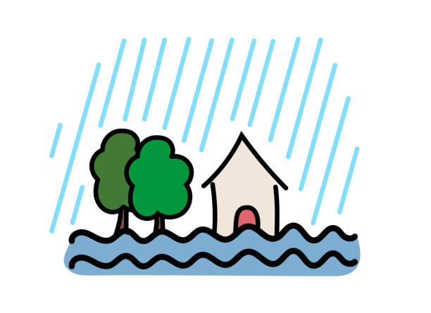 istock Extreme weather conditions Heavy rain, flooding Icon Illustration 2201419746