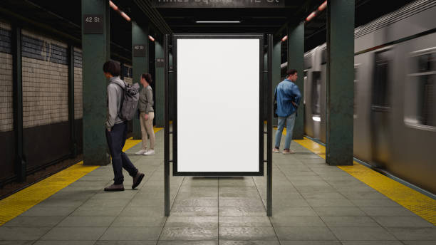 istock 3D Render. Blank billboard in corridor the airport. Useful for your advertising. 2201420726