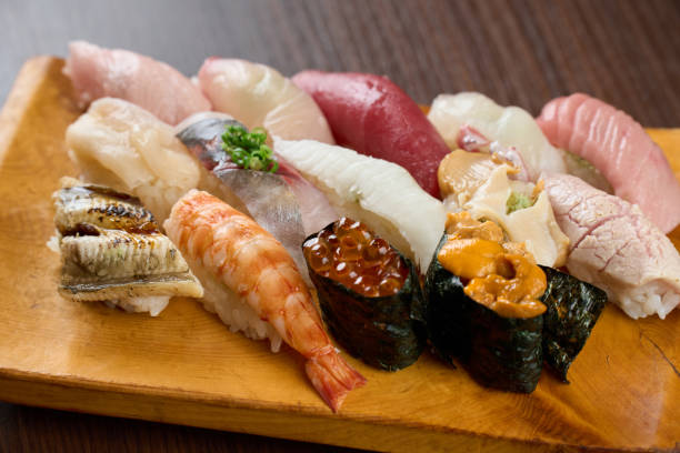 istock Sushi arranged on sushi sandals 2201421433