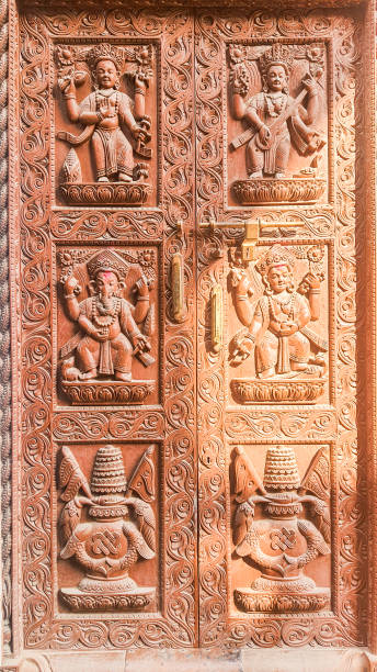 istock Intricate carvings on a beautiful door. 2201423161