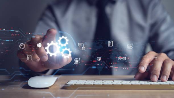 istock Automation of RPA technology of robotic processes Data transfer between applications 2201424369