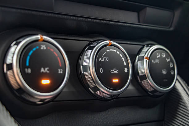 istock Air conditioning controls on the car dashboard. Close up car ventilation system, details of controls of modern car. 2201425007
