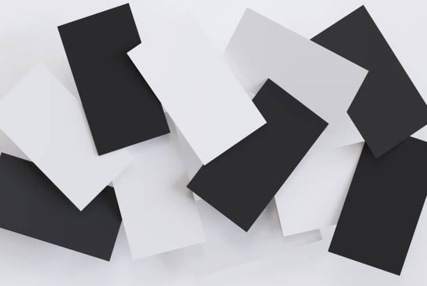 Business cards black and white mockup falling on white background