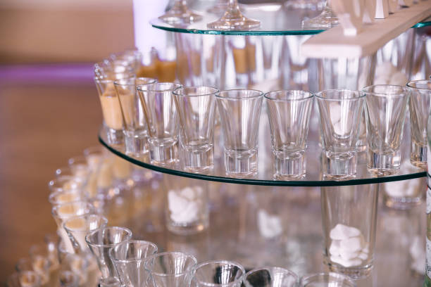 istock glasses stand on a stand on the buffet table preparing for the holiday 2201435373
